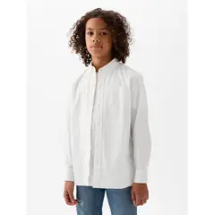 GAP - Camisa Poplin Manga Larga Niño Blanco