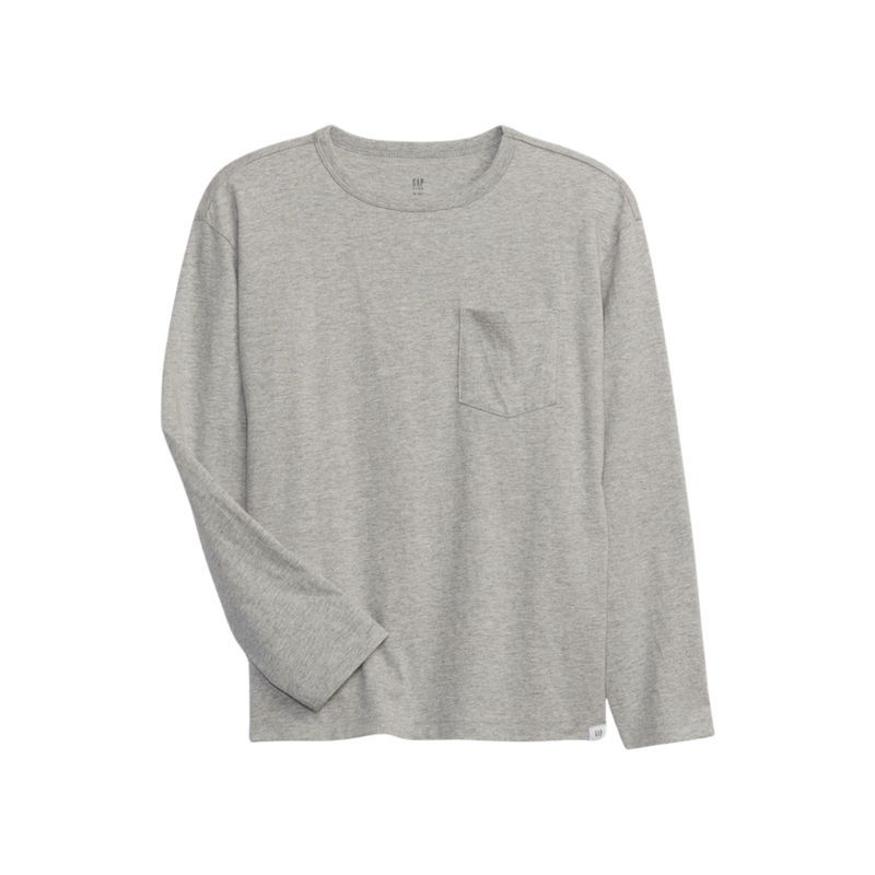 GAP - Polera Básica Bolsillo Manga Larga Gris GAP