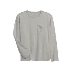 GAP - Polera Básica Bolsillo Manga Larga Gris