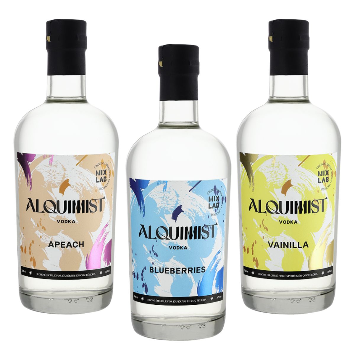 GENERICO - Pack Vodka Alquimist 700cc: Blueberries + Vainilla + Apeach