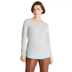 CURVI - Polera Lanilla Con Lineas Y Ruedo Estilo Blusa Gris