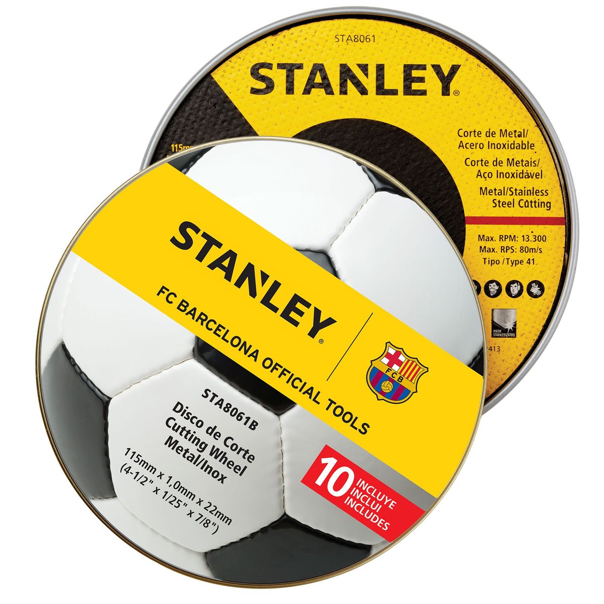 STANLEY - Set 10 Discos corte metal 4-1/2'' Stanley STA8061B