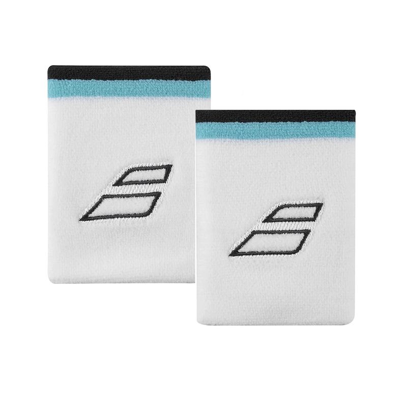 BABOLAT - Muñequera Babolat Jumbo Terry Blanco Azul X2 Tenis Padel