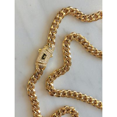 Imagen 2 del producto CADENA DE ORO LAMINADO 18K TEJIDO DISEÑADOR CMS LARGO, 6 MM GROSOR