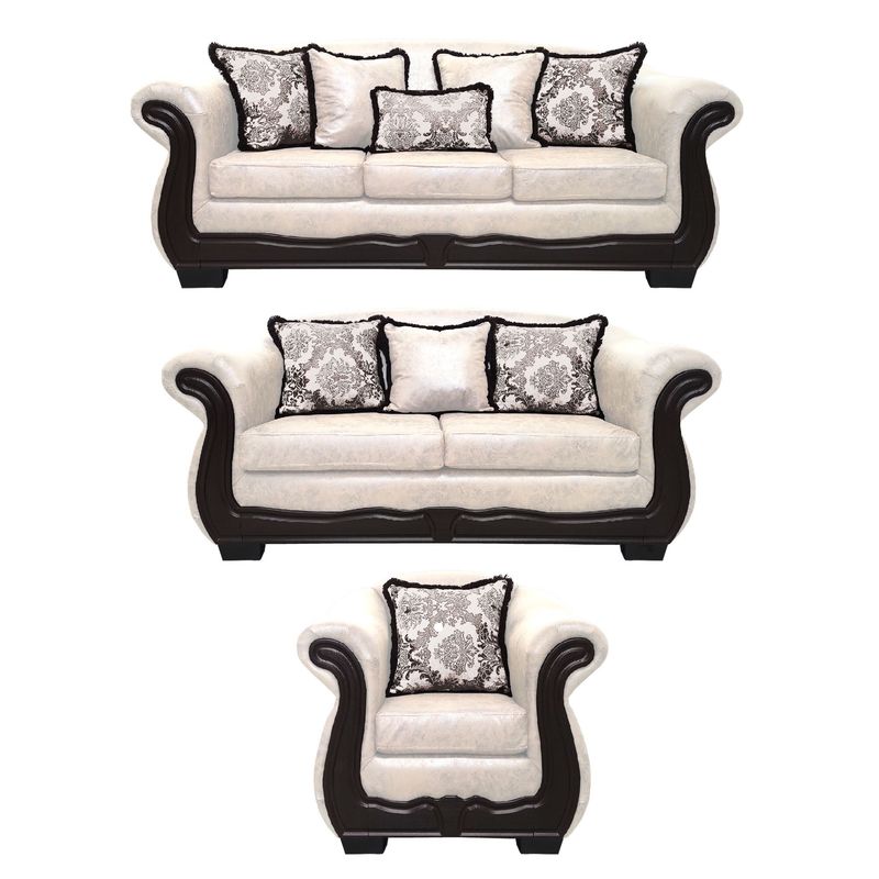 AMERICA DECORA - Living Con Resorte Estructural Búfalo 8 Personas 4+3+1 Envejecido