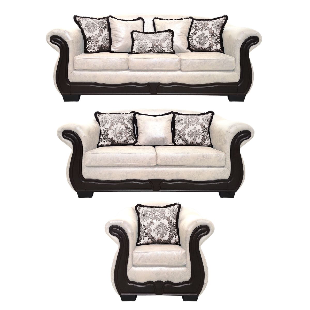 AMERICA DECORA - Living Con Resorte Estructural Búfalo 8 Cuerpos 4+3+1 Envejecido