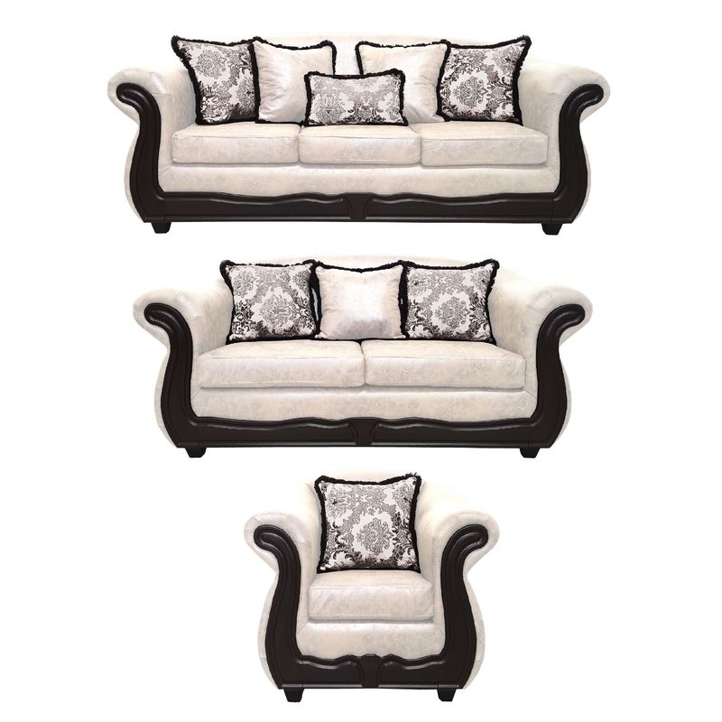 AMERICA DECORA - Living 4-3-1 Grand Búfalo Jaspeado Blanco Deluxe