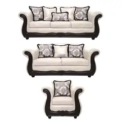 AMERICA DECORA - Living 4-3-1 Grand Búfalo Jaspeado Blanco Deluxe
