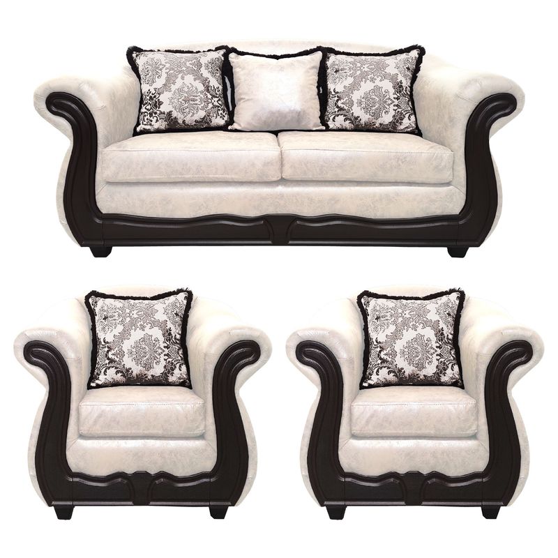 AMERICA DECORA - Living 3-1-1 Grand Búfalo Jaspeado Blanco Deluxe