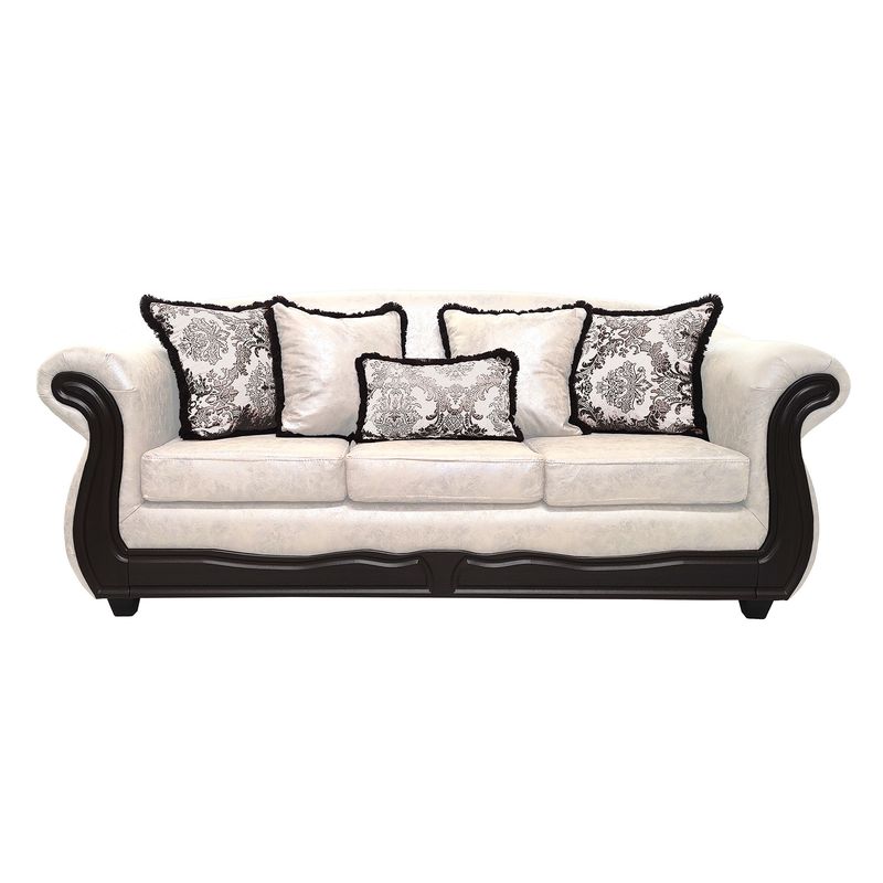 AMERICA DECORA - Sofá 4 personas Grand Búfalo Jaspeado Blanco Deluxe