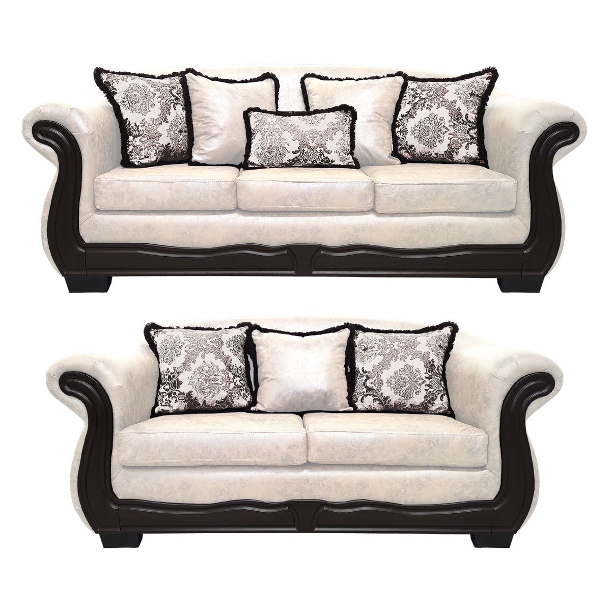 AMERICA DECORA - Living Con Resorte Estructural Búfalo 7 Cuerpos 4+3 Envejecido