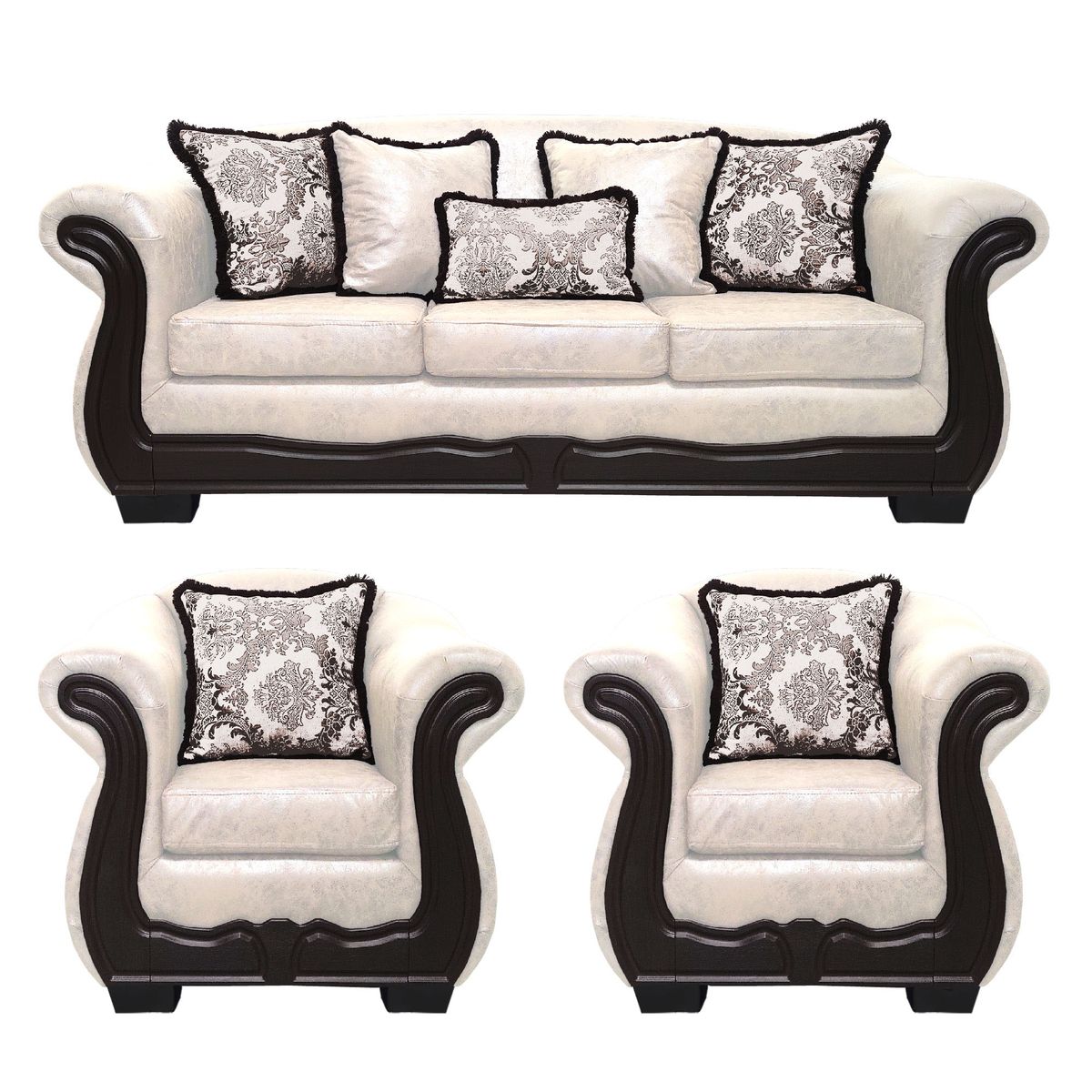 AMERICA DECORA - Living Con Resorte Estructural Búfalo 6 Cuerpos 4+1+1 Envejecido