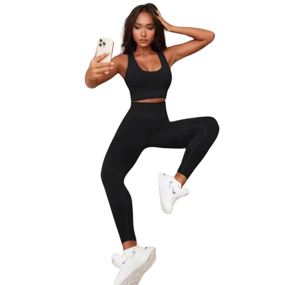 SUKHA - Conjunto Push Up Sin Mangas Musculosa Tiro Alto Negro Sukha