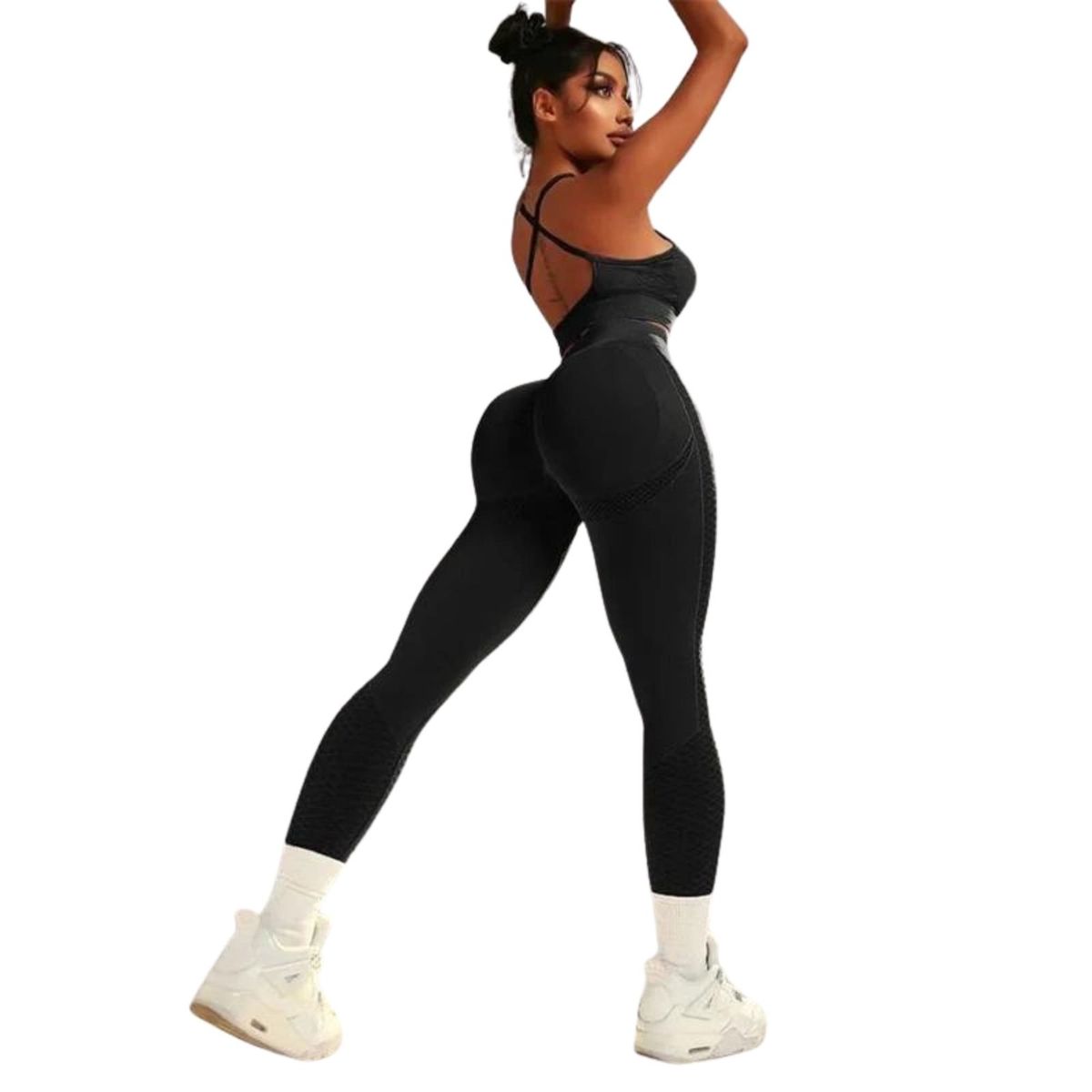 SUKHA - Conjunto Push Up Sin Mangas Tiras X Tiro Alto Negro Sukha