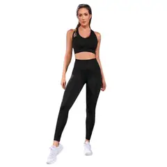 SUKHA - Conjunto Push Up Sin Mangas Tiro Alto Celular Negro