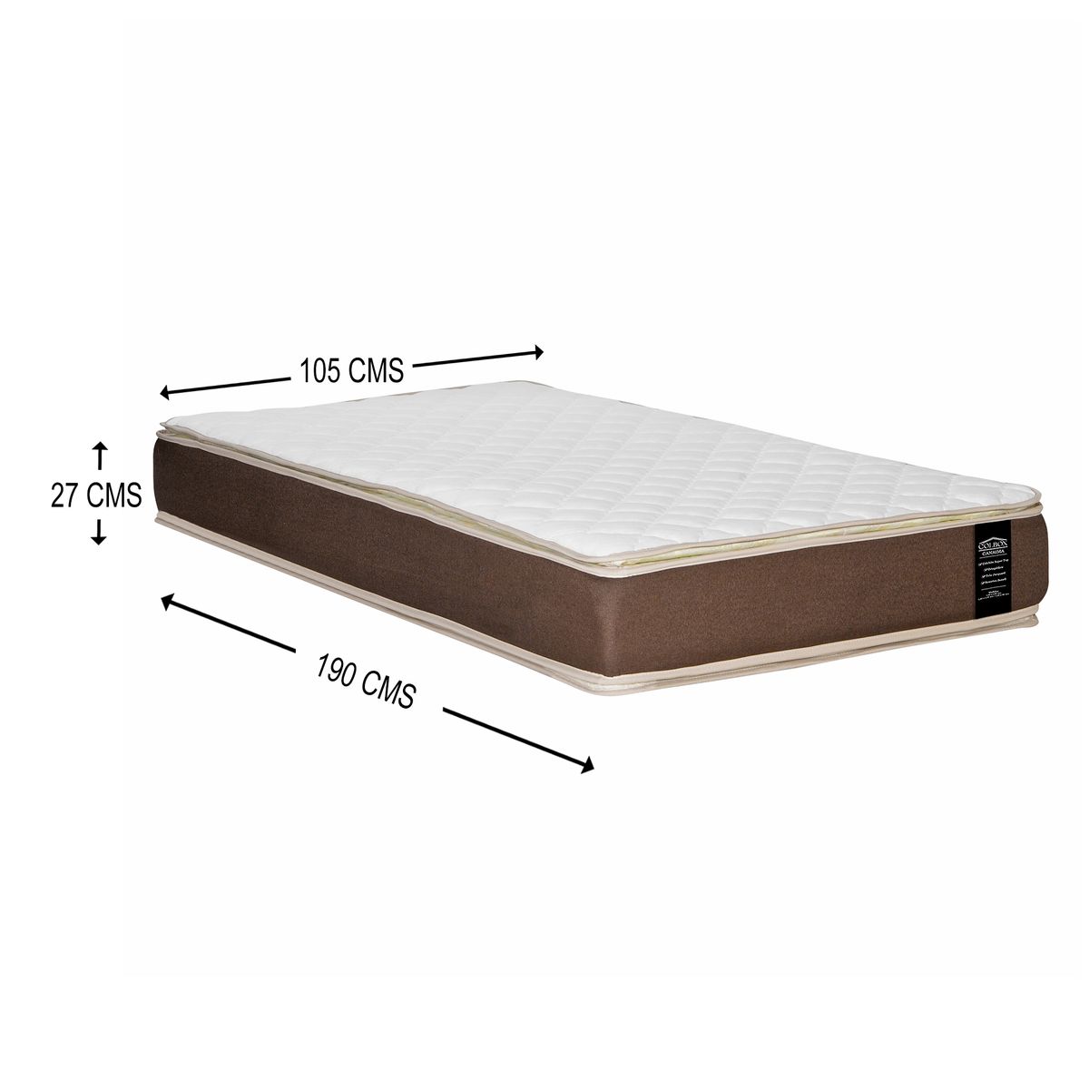 COLBOX - Colchon New Canaima 1.5 Plazas Chocolate 105x190x26 Cm