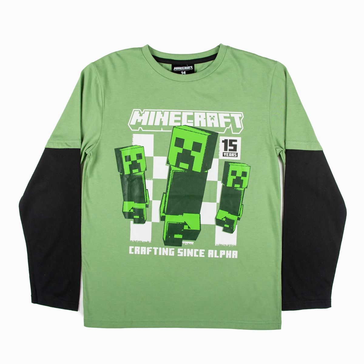 MINECRAFT - Polera Manga Larga Niño Doble Manga Creepers Verde Minecraft
