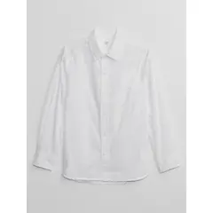 GAP - Camisa Niño Poplin Manga Larga Blanco