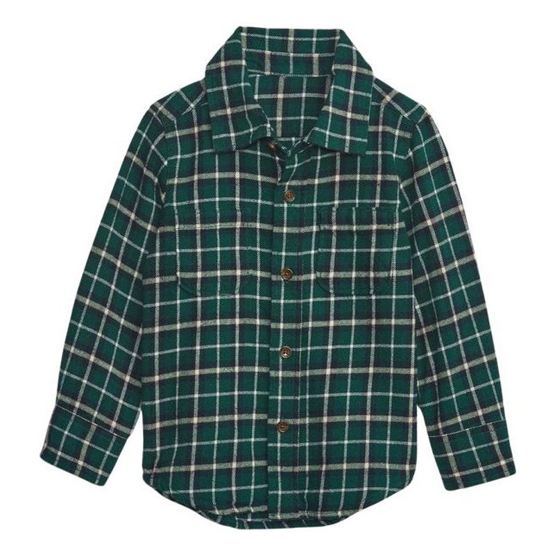 GAP - Camisa Franela Cuadros Manga Larga Verde GAP_.