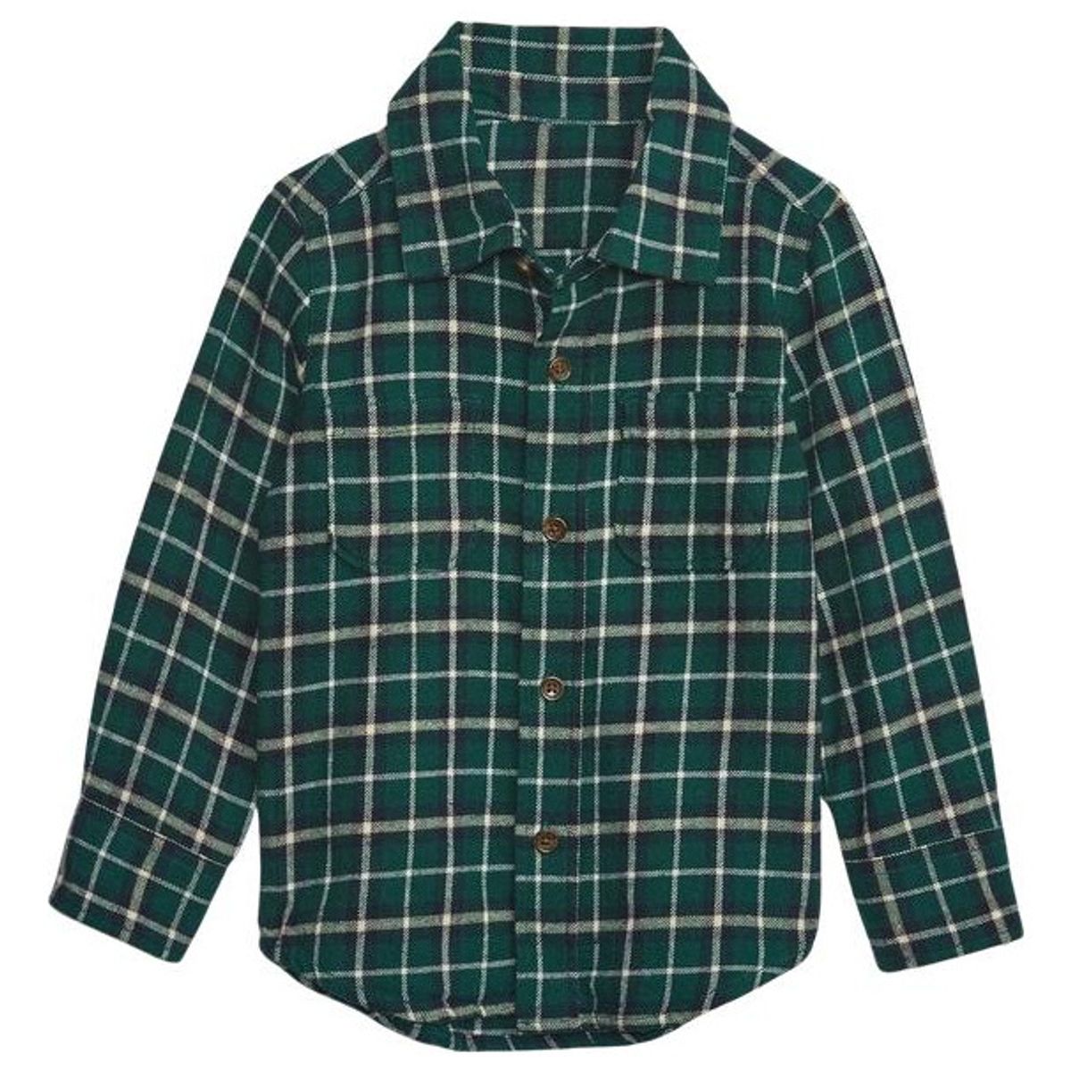 GAP - Camisa Franela Cuadros Manga Larga Verde GAP