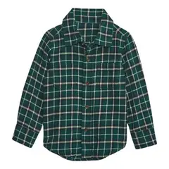 GAP - Camisa Franela Cuadros Manga Larga Verde GAP_.