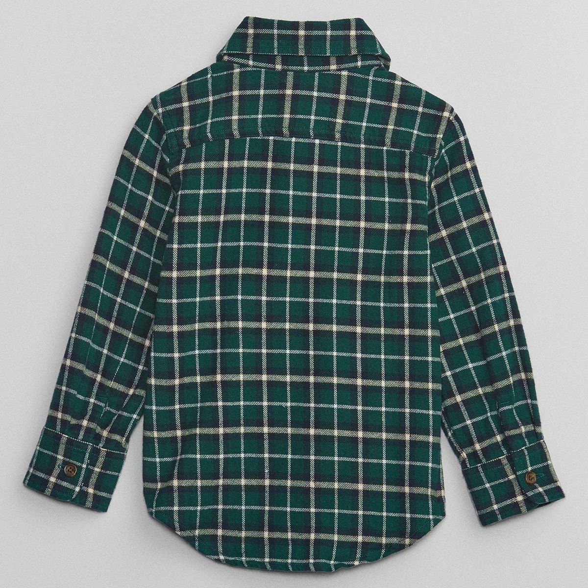 GAP - Camisa Franela Cuadros Manga Larga Verde GAP