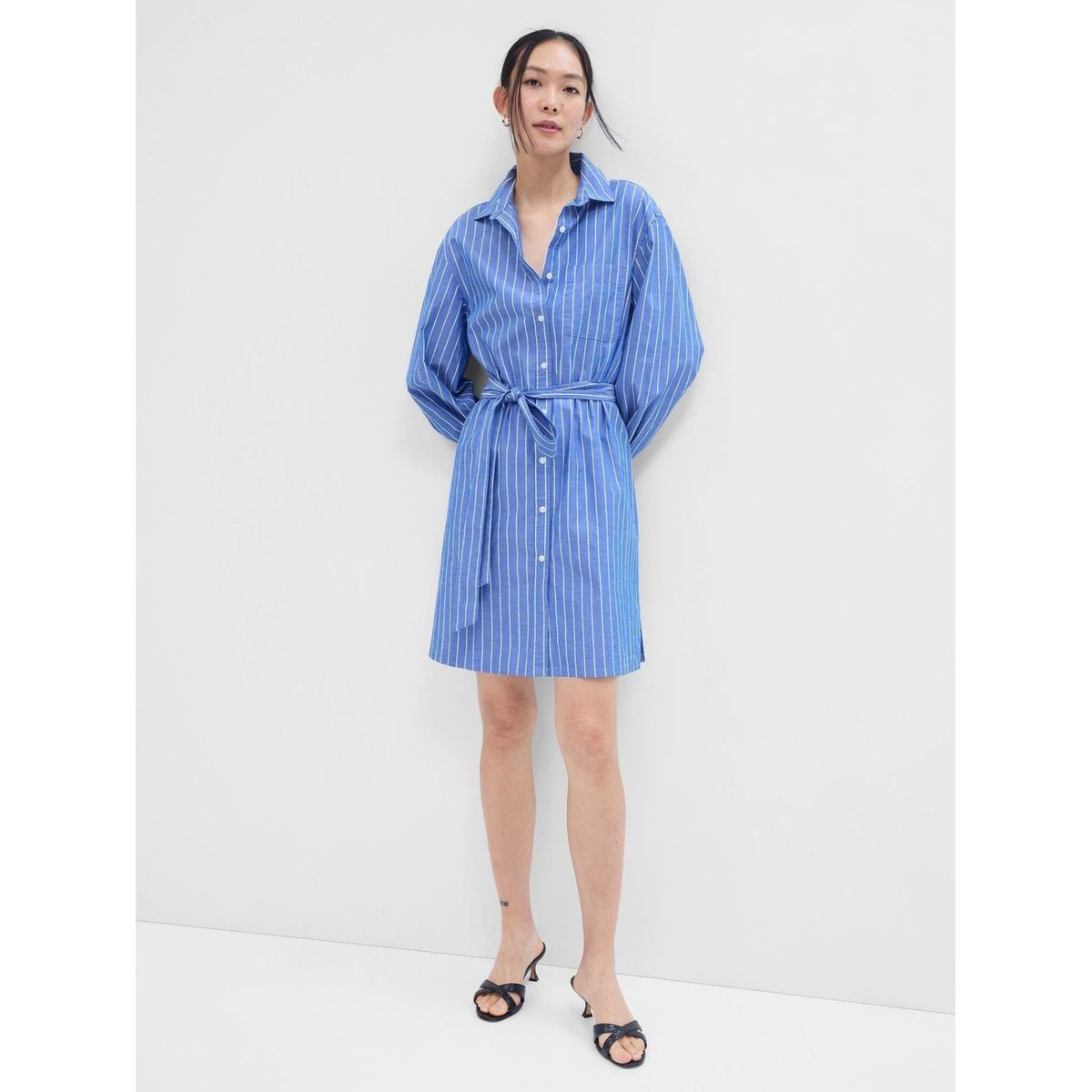 GAP - Vestido Camisero Rayado Mujer Azul