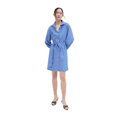 GAP - Vestido Camisero Rayado Mujer Azul