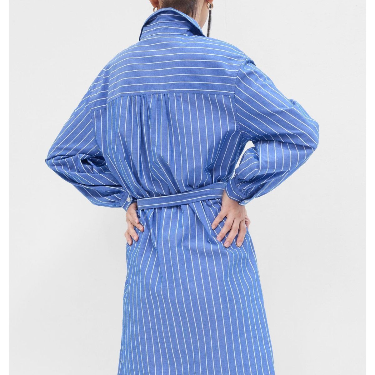 GAP - Vestido Camisero Rayado Mujer Azul