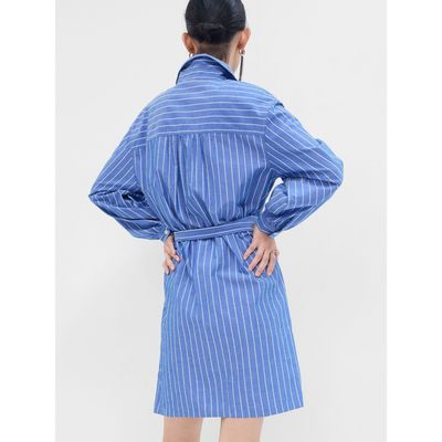 Imagen 2 del producto Vestido Camisero Rayado Mujer Azul