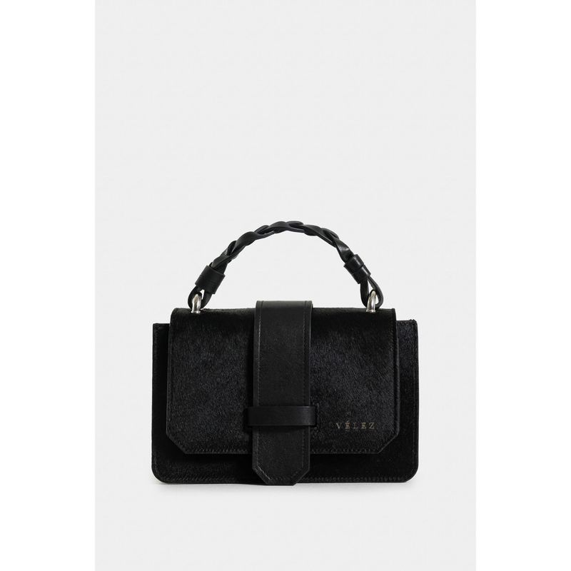 VELEZ - Vélez Mini Bowling Garniel Cuero Mujer Textura Pelo Negro
