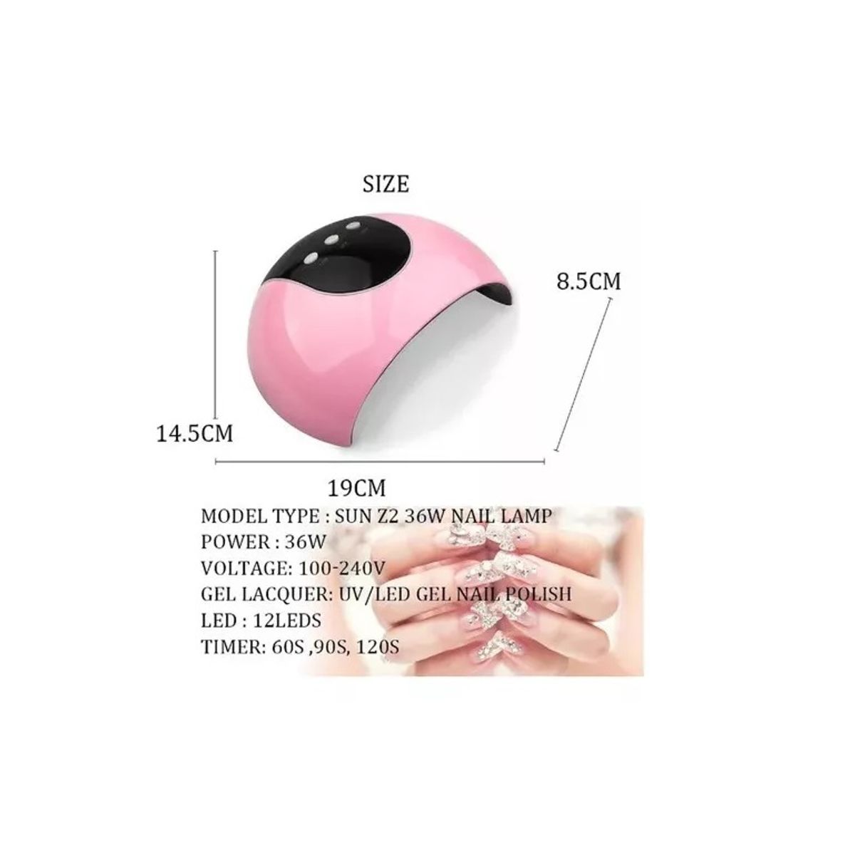 GENERICO - Lampara De Uñas 36w 12 Led