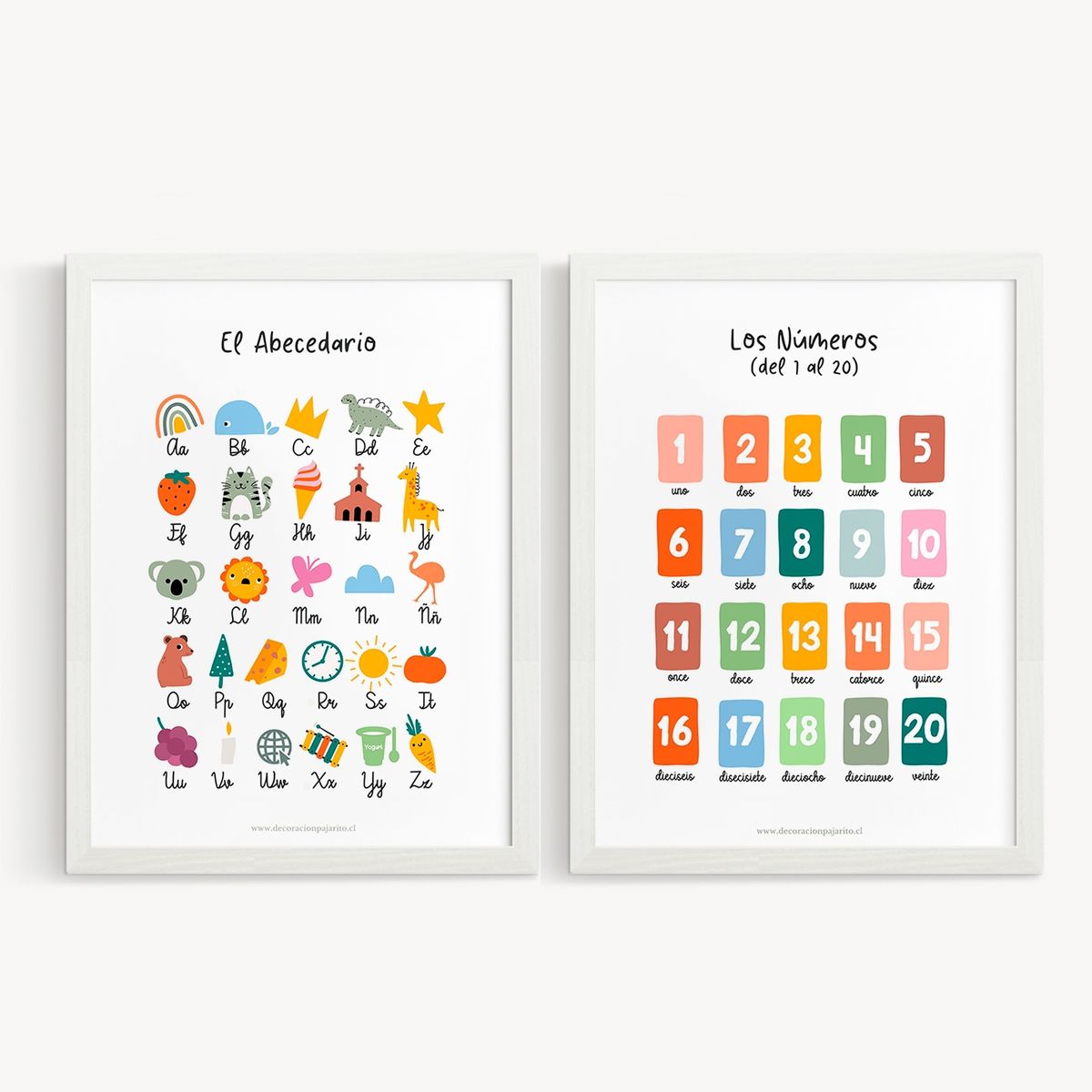 DECORACION PAJARITO - Set de Cuadros ABC y números