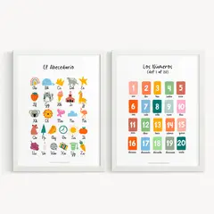 DECORACION PAJARITO - Set de Cuadros ABC y números