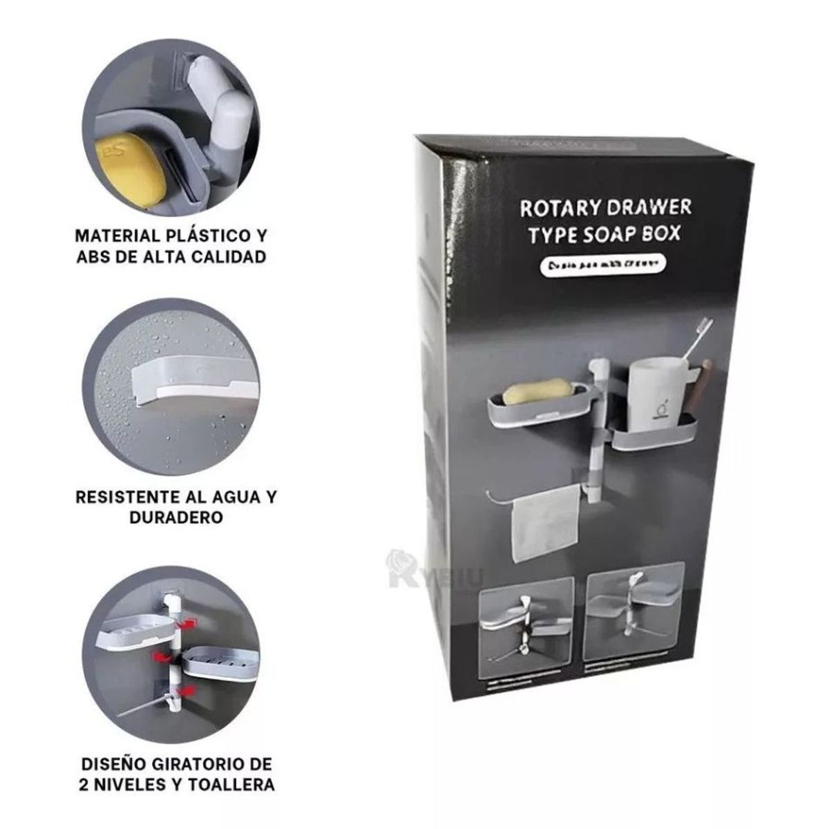 GENERICO - Organizador De Ducha Jabonera Toallas Giratoria Baño Repisa