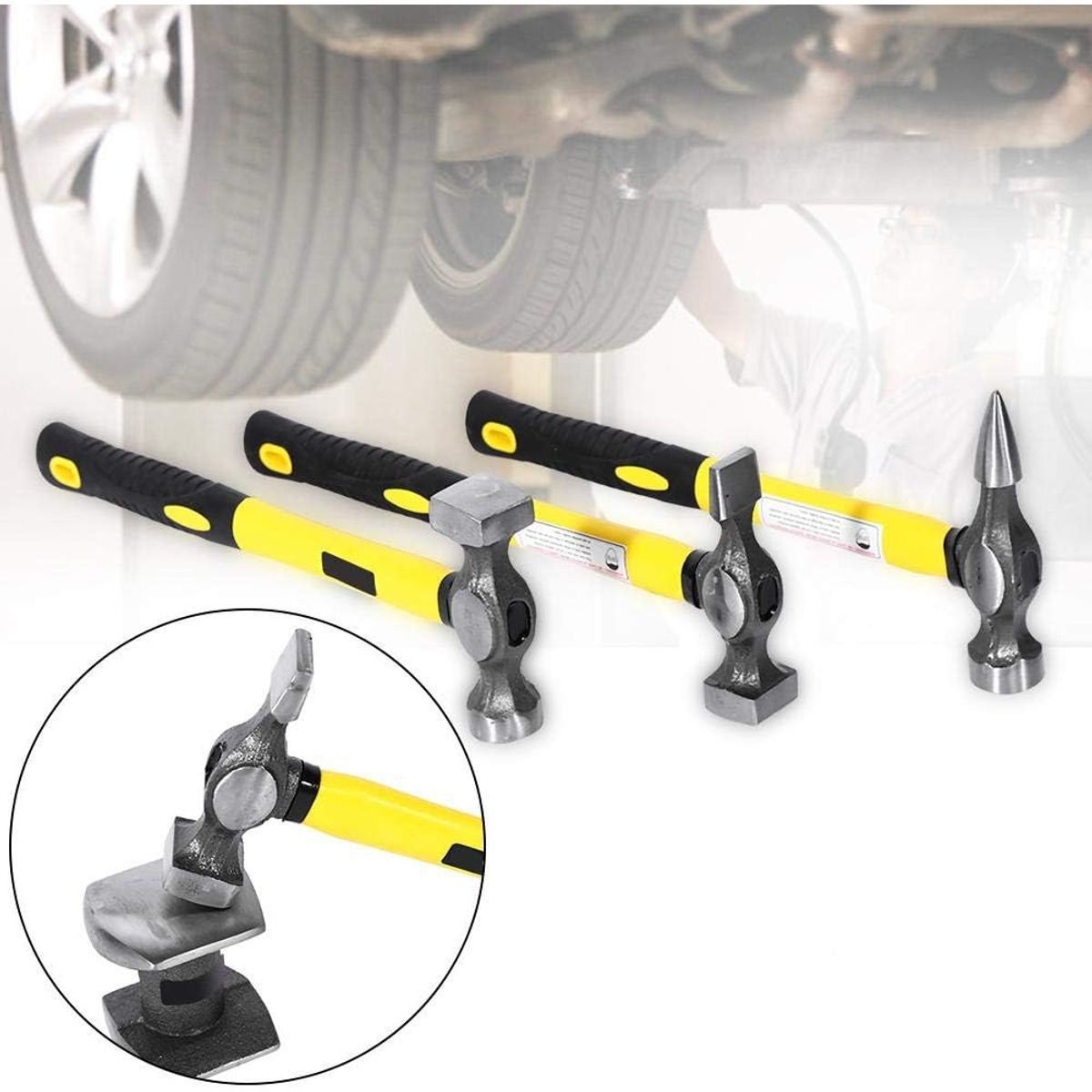 GENERICO - Set Martillos Desabolladores Maleta 3 Martillos 4 Accesorios