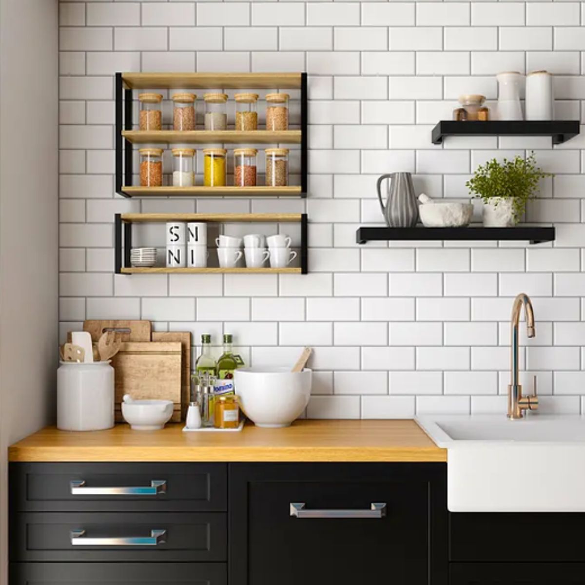 BE DESIGN - Repisa Pared Berlin2 Miel