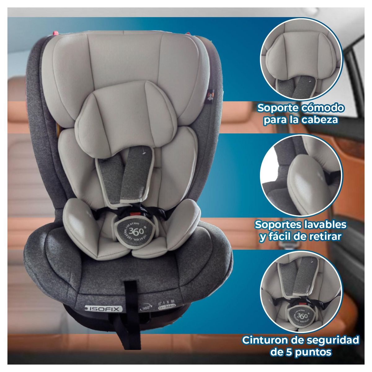 GLOBAL LATIN GROUP - Silla De Bebe Para Auto Con Giro 360°