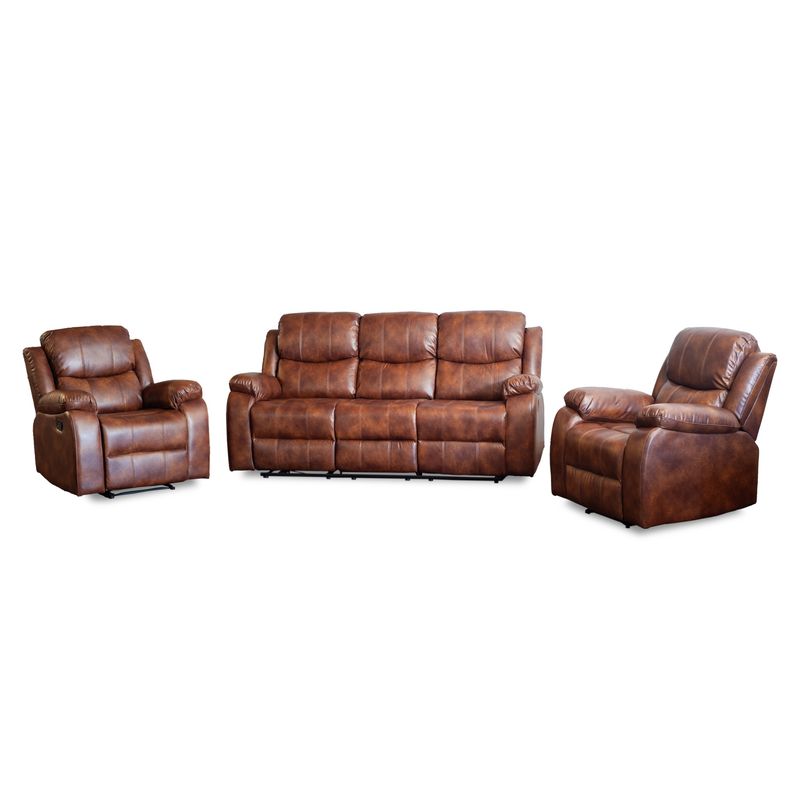 SWEET HOGAR - Set berger reclinable de 3 cuerpos + 2 de un cuerpo (3+1+1) café moro