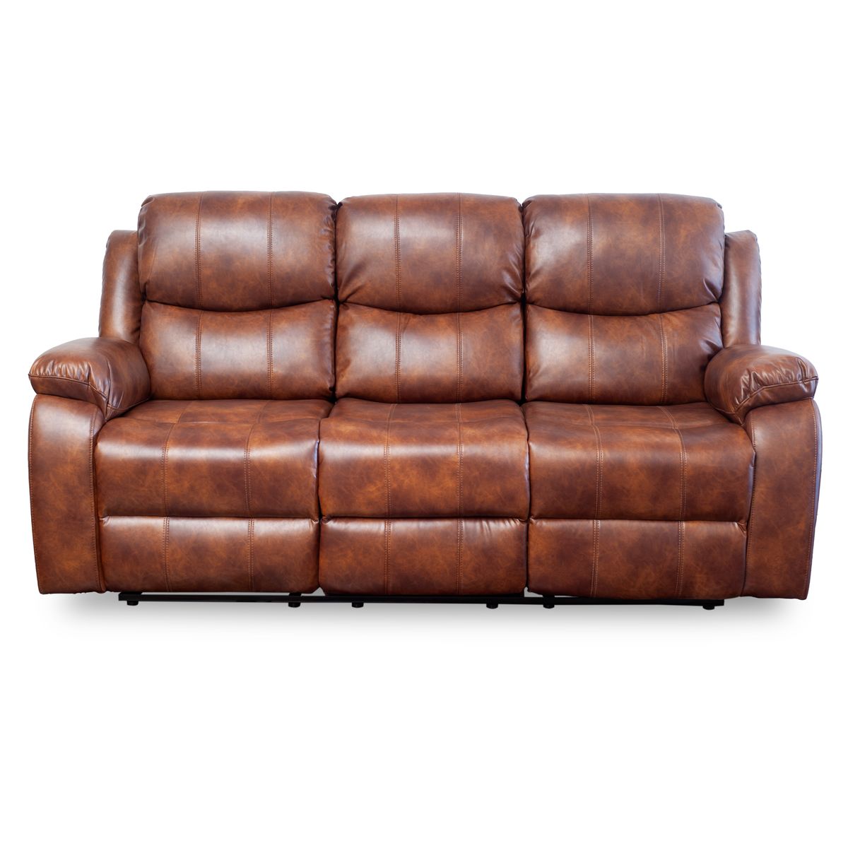 SWEET HOGAR - Living Sofá 3 Cuerpos Reclinable Color Cafe moro + 2 Bergers