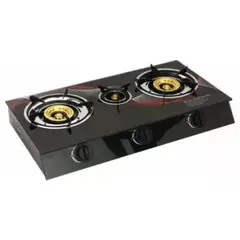 GENERICO - Cocina de Gas de Vidrio Templado 3 Platos