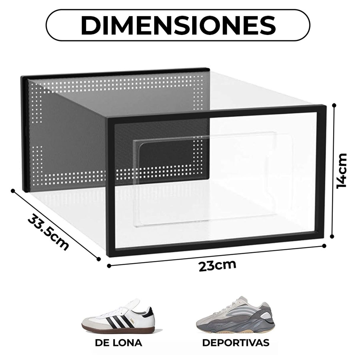 GENERICO - Set 6 Cajas Organizadoras De Zapatos Apilables Multiuso 33cm Negro