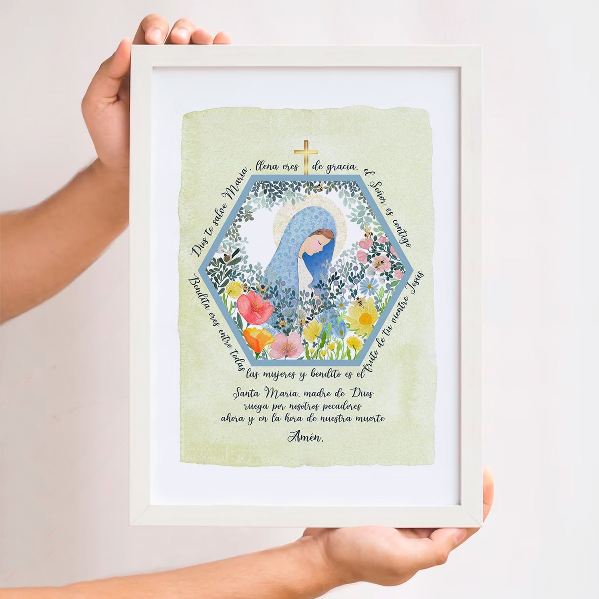 DECORACION PAJARITO - Cuadro regalo bautizo Oración Ave María