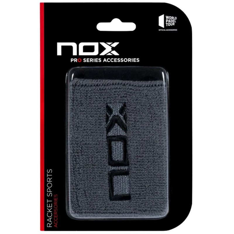 NOX - Muñequera Nox Gris Logo Negro X2 Tenis Padel