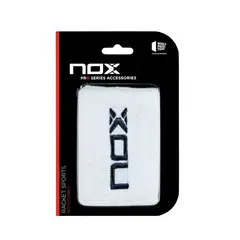 NOX - Muñequera Blanca Logo Azul X2 Tenis Padel