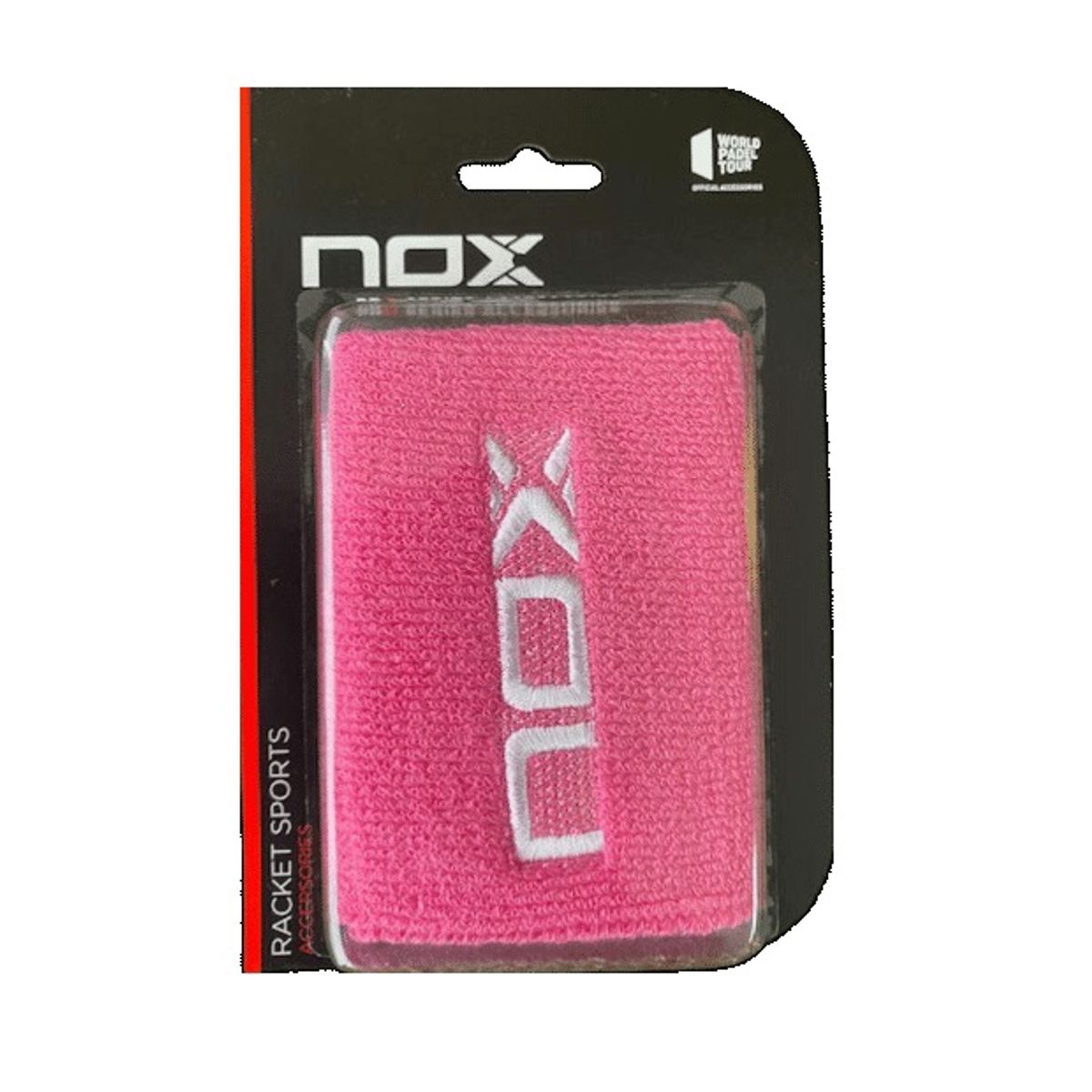 NOX - Muñequera Nox Rosa Logo Blanco X2 Tenis Padel