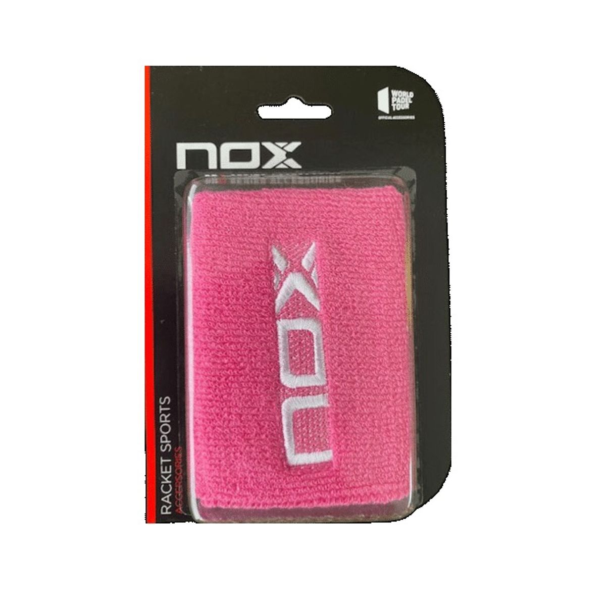 NOX - Muñequera Nox Rosa Logo Blanco X2 Tenis Padel