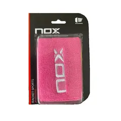 NOX - Muñequera Rosa Logo Blanco X2 Tenis Padel