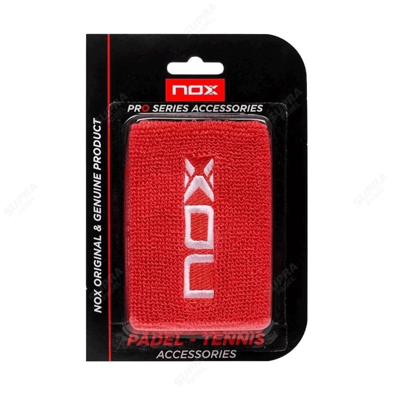 NOX - Muñequera Nox Roja Logo Blanco X2 Tenis Padel