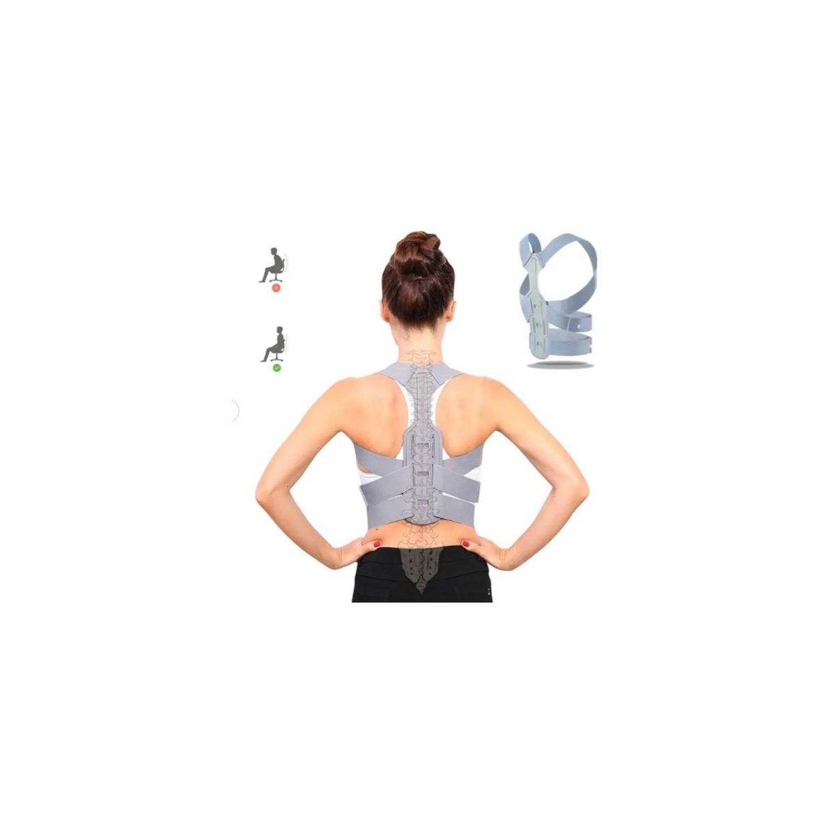GENERICO - Faja Corrector Postura Lumbar Enderezador De Espalda Firme